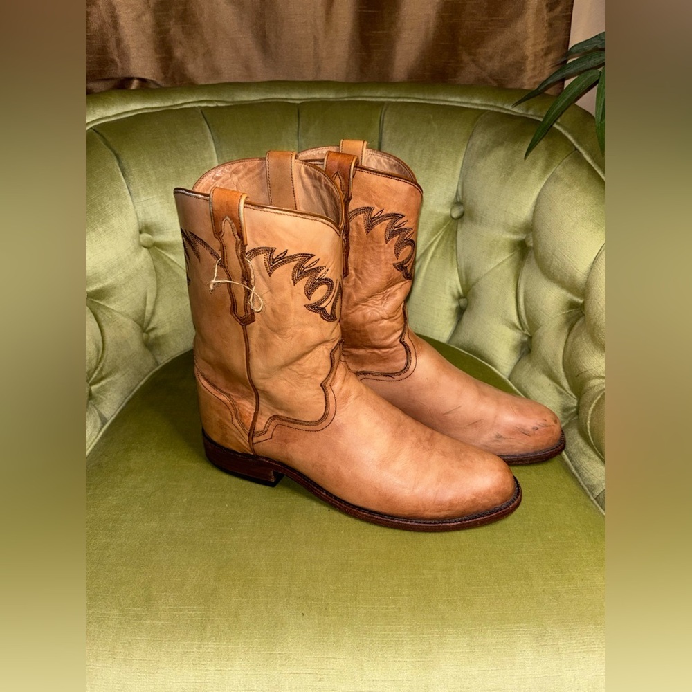 El Dorado Men's size 10.5 D Handmade Tan Leather Roper Cowboy Westen Boots​ - Picture 3 of 10